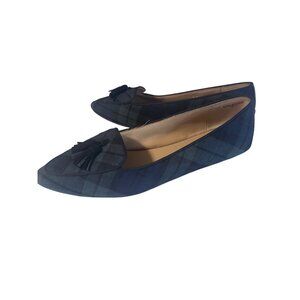 Talbots green and blue plaid point toe flats size 7M